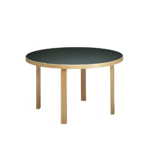 Aalto Table round 91, Black Linoleum